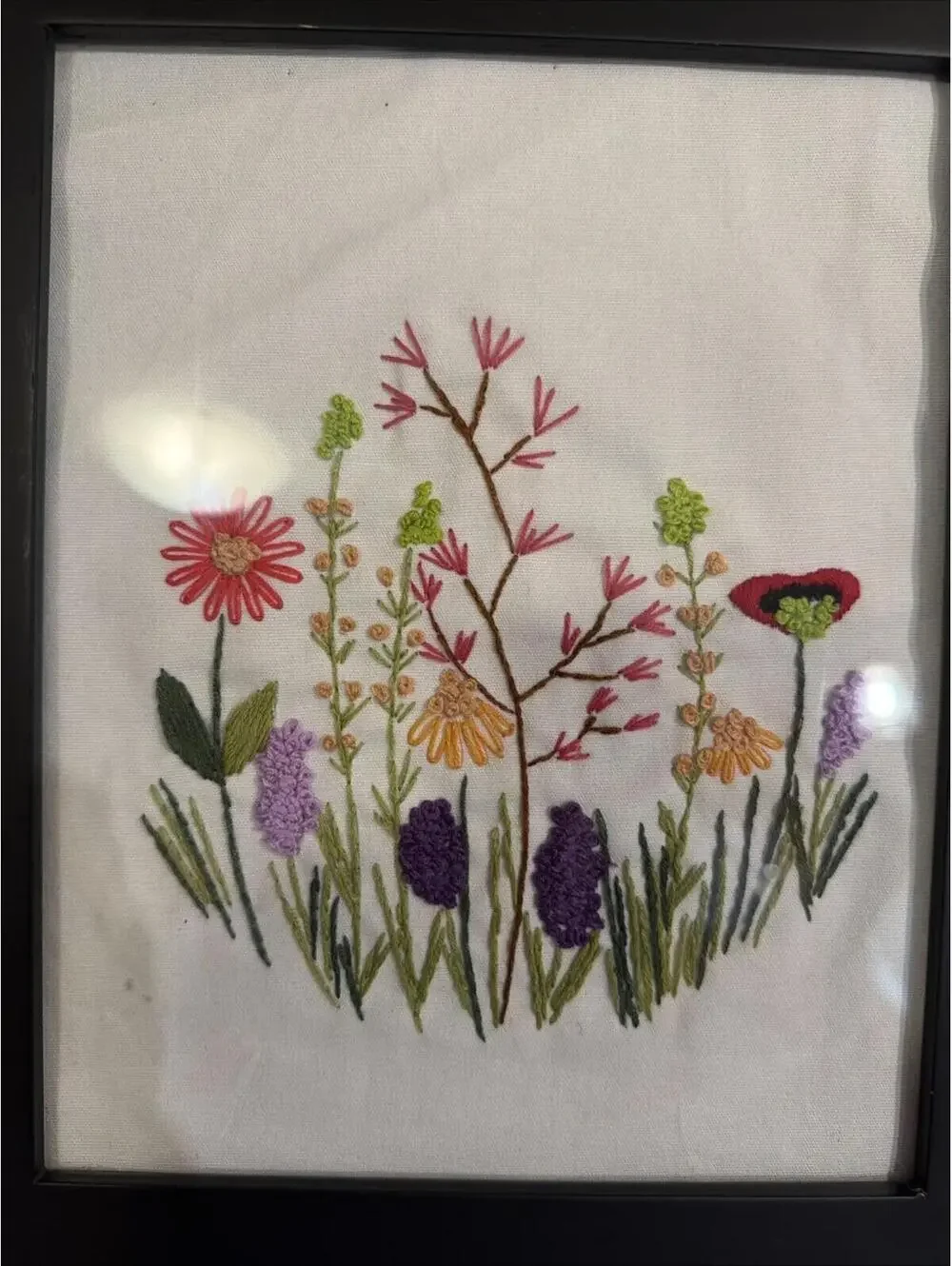 Wall Art Embroidery Flowers Floral Garden Home Decor Nursery County Office